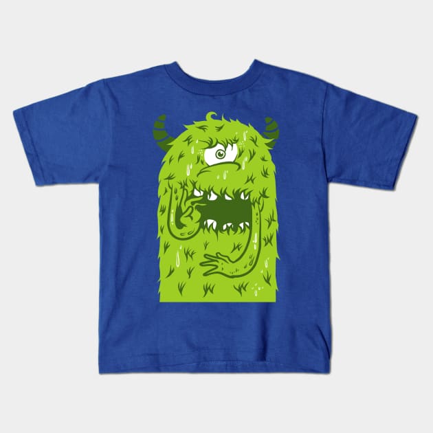 green monster one eye Kids T-Shirt by Mako Design 